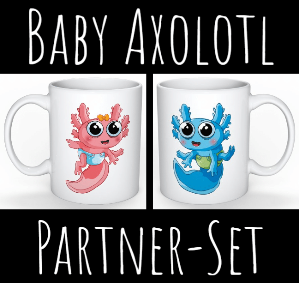 Baby Axolotl Tassen-Set (Jungs & Mädchen)