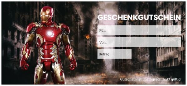 Marvel "Iron Man Mark XLIII" Gutscheinkarte